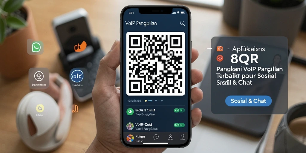 Tampilan antarmuka 8QR untuk panggilan VoIP yang intuitif.
