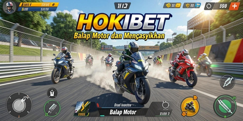 Screenshot HOKIBET menampilkan aksi balap motor yang mendebarkan.