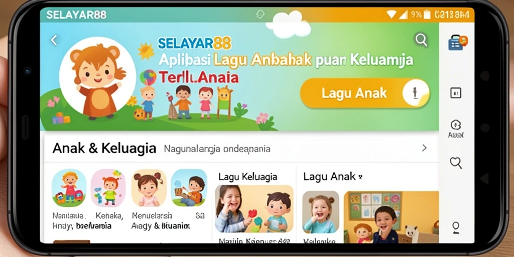 Tampilan antarmuka aplikasi SELAYAR88 yang ceria dan ramah anak.