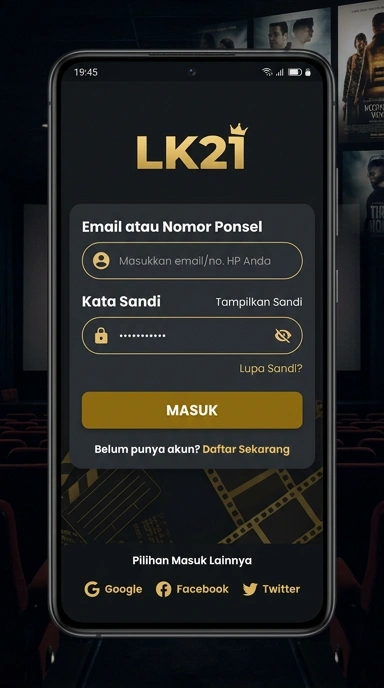 Tampilan halaman login lk21